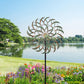 Viveta Large Outdoor Wind Spinner,21 * 85 Inches Metal Wind Sculpture With 4 Sturdy Stakes,Green Double Wind Spinners,Decorative