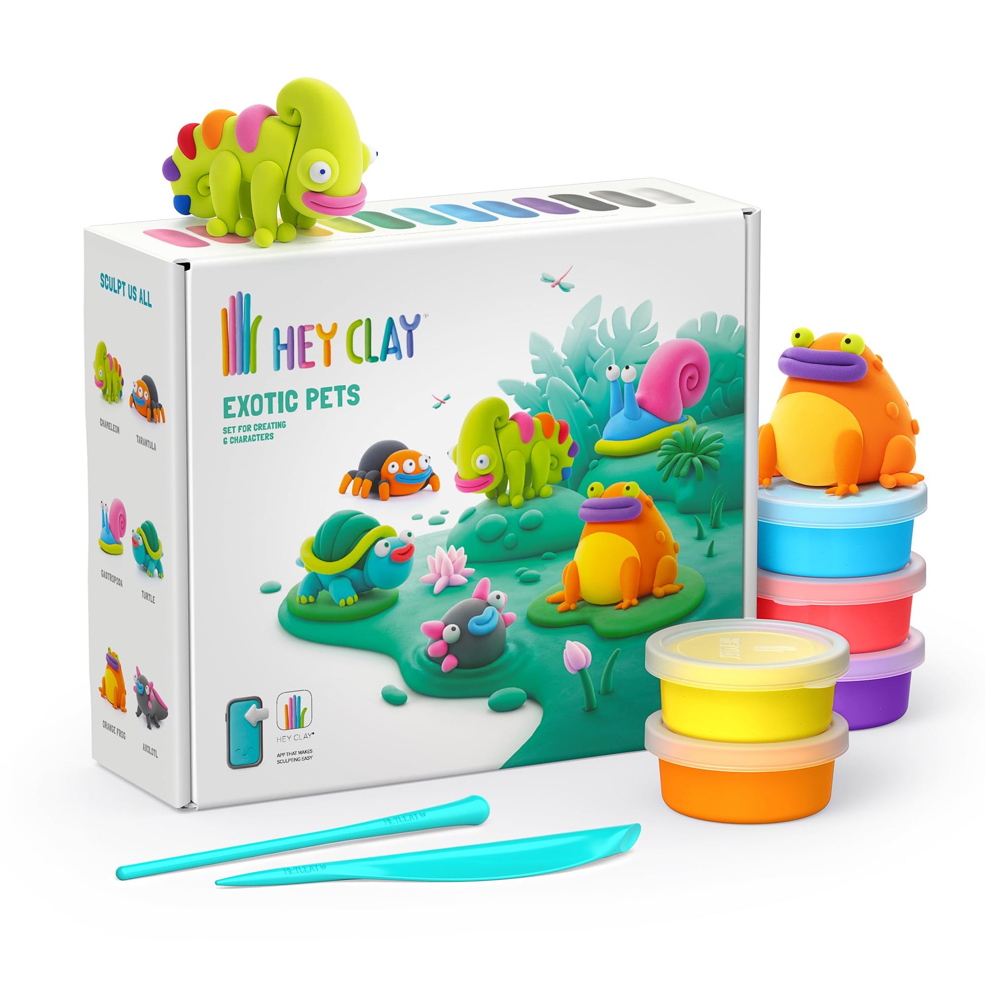 Hey Clay 15 Cans Set - Colourful Modelling Kids Air-Dry Clay 15 Cans with Sculpting Tools and Fun Interactive Instructions for C