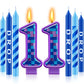 MTLEE 13 Pcs Video Game Birthday Candles Gaming Party Toppers for Cake Blue Purple Number Candle Battle Boys Birthday Cake Toppe