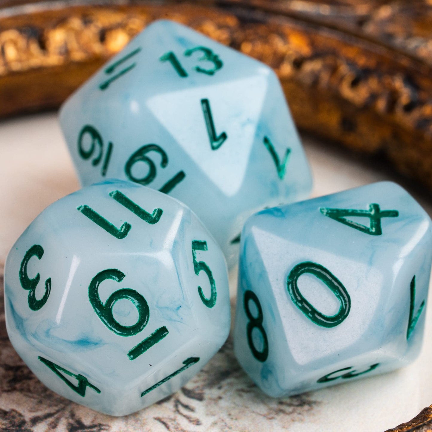 HDdais 7PCS Polyhedral Dice Set, Jade DND Dice Set for Dungeon and Dragons, D&D Dice Set for Role Playing Games (Blue White)