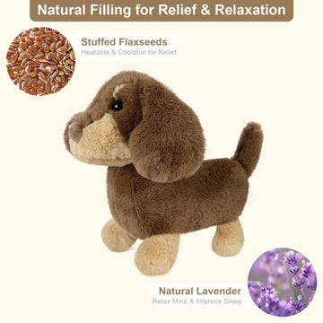 Suzzipals Heatable & Coolable Dachshund Stuffed Animals, Microwavable Heating Pads, Lavender Weiner Dog Plush For Stress, Puppy