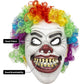 PartyHop Clown Mask with Wig Moving Jaw Latex Full Head Scary Horror Mask Fancy Dress for Halloween Carnival Costume Party
