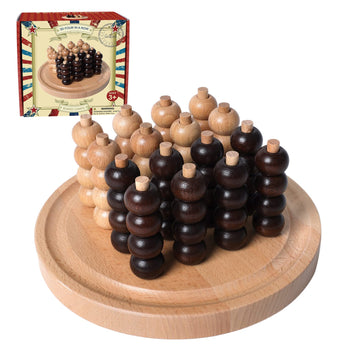 Gothink Portable 3D Wooden Four In A Row Board Games For Adults & Kids- 4 In A Row Game Set With Birch Chess For Family Night Games Birthday & Holiday Party Toy Gifts - Challenge Your Mind
