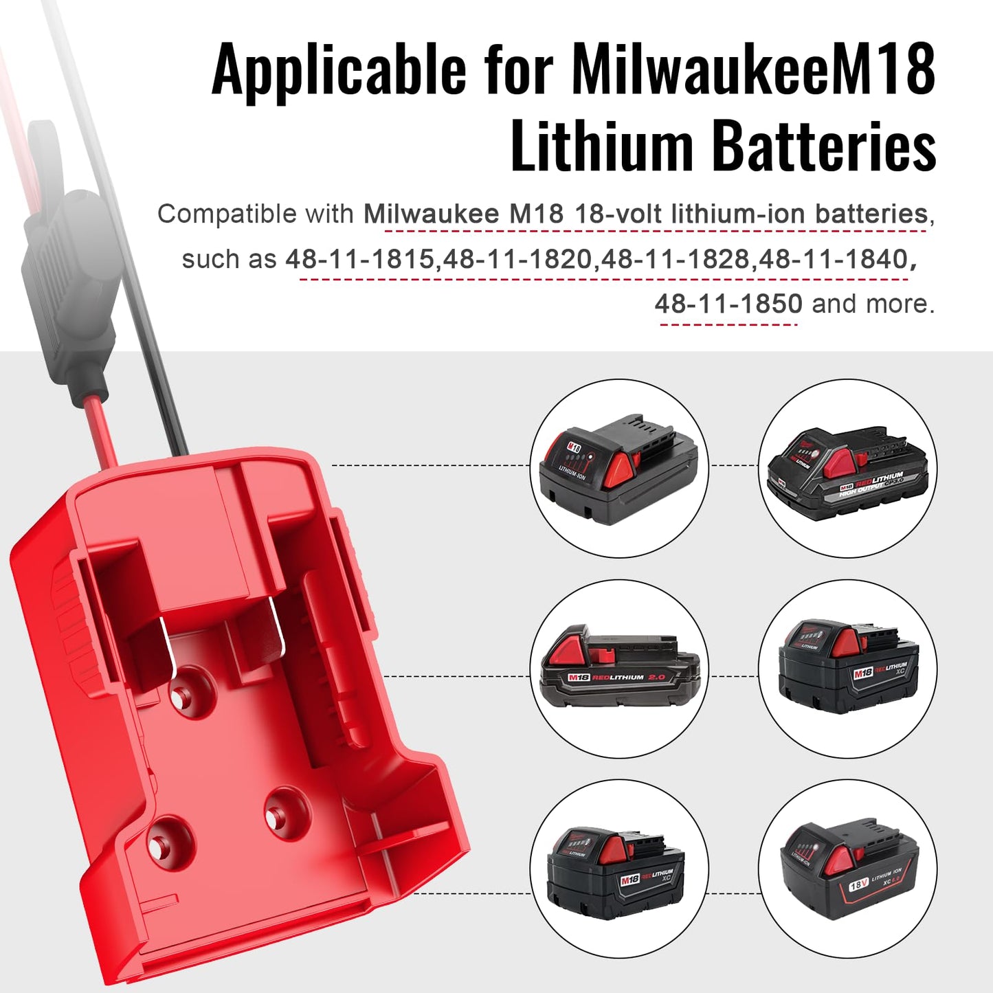 Azocek Power Wheels Adapter For Milwaukee M18 Battery With Wire Harness Connector Compatible With Peg-Perego Children Ride-On Ca