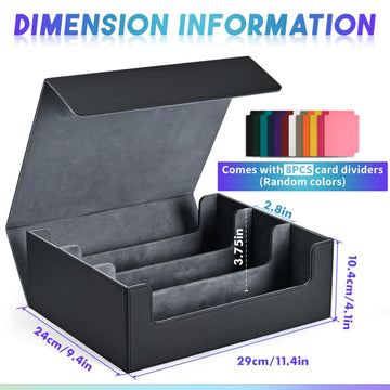 Uaono Card Storage Box For Trading Cards, 1800+ Pu Leather Commander Card Deck Case, Magnetic Closure Card Holder Fits For Magic Game Cards (Black)