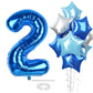 2Nd Birthday Balloon For Boys, 40 Inch Balloon Number 2 Dark Blue, Large Foil Mylar Star Two Balloon Light Royal Blue Silver, He