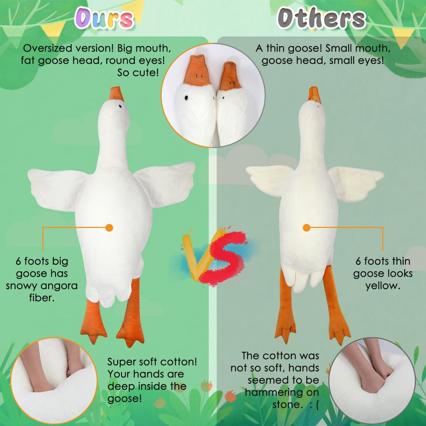 Cottonstar Goose Stuffed Animal 75 Inch Plush Toy, 6 Foot Giant Duck Plush, Super Soft Huge Plushies Pillow Hugging, Gift For Ki