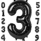 Number 3 Balloon 40 Inch Large Black Balloon For Three Year Old Birthday Decor, 3 13 30 31 Birthday Party, Wednesday Addams Part