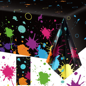 Glow Party Table Covers Neon Party Tablecloths 108 X 54 Inch Glow Party Tablecloths Disposable Plastic Neon Glow Table Cloth For Neon Birthday Party Black Light Party Supplies (1 Piece)