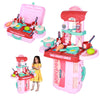 Purejoy 3In1 Plastic Pretend Play Portable 28 Pcs Kitchen Set For Girls And Boys