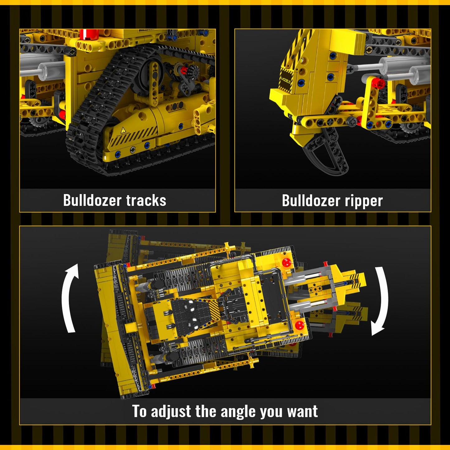 Mould King RC Bulldozer Building Set, 1508 Pieces, APP Control, Yellow, Model WX15084-LZUSNEW, Plastic Construction Vehicle for Adults