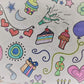 The Coloring Table - Birthday/Celebration Design - Rectangle Tablecloth - Fabric Coloring Tablecloth - Colorable Designs - Washa