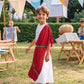 Vzqi Greek Toga Costume For Kids Roman Halloween Nobility Boy Cosplay Red Xs