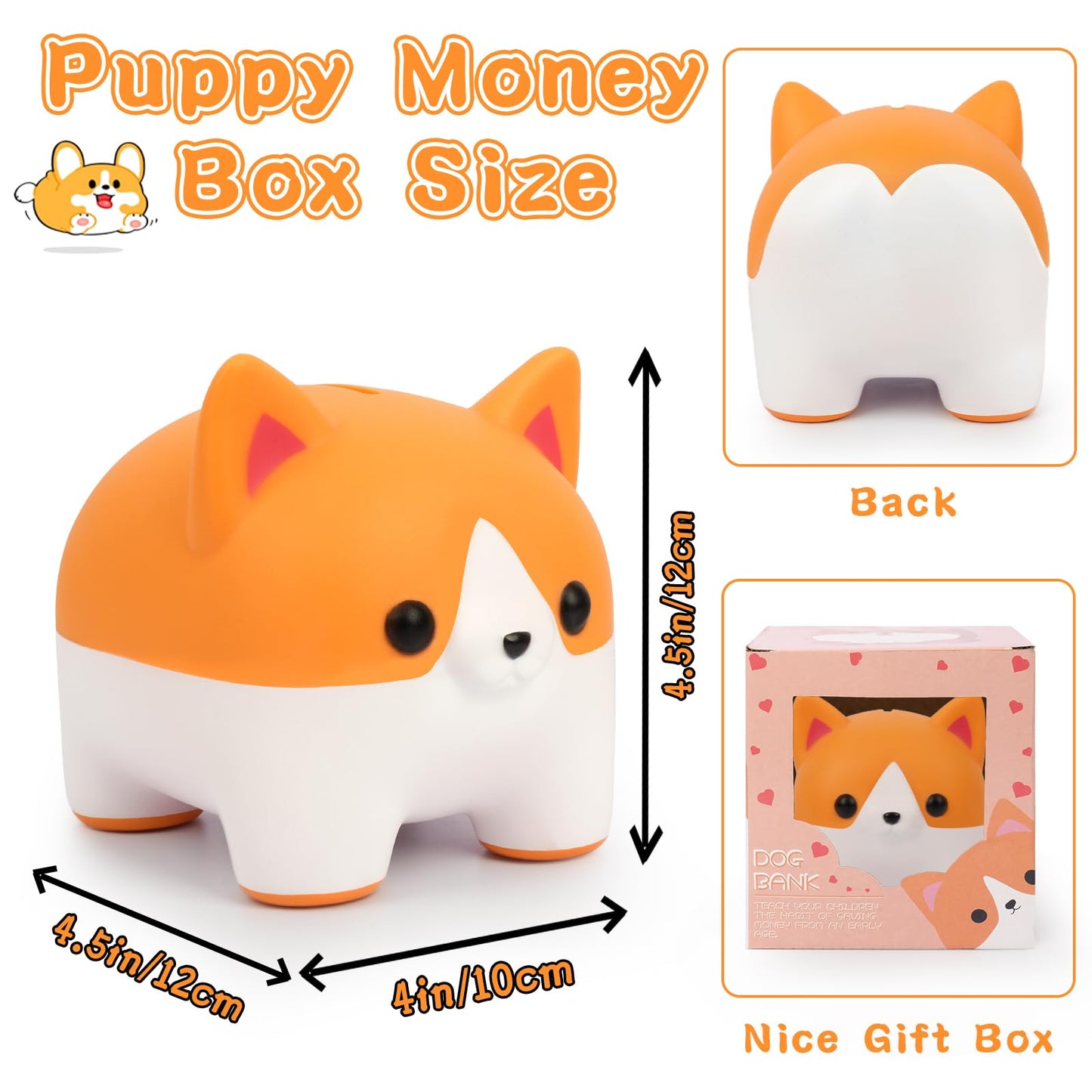 Jizwpoom Piggy Bank For Kids, Dog Piggy Banks, Corgi Piggy Bank For Boys Money Box, Unbreakable Piggy Bank Girls Dog Bank Money Bank For Kids Birthday