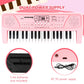 M Sanmersen Kids Piano Keyboard With Microphone 37 Keys Portable Electronic Keyboards For Beginners Musical Toy For 3/4/5/6 Year Old Girls Boys, Pink