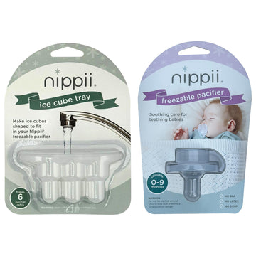 Nippii Original Freezable Teether Pacifier & Ice Cube Tray - Silicone Pacifier For Baby Teething Relief - Ice Cube Trays For Fre