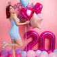 Hot Pink Number Balloon 40 Inch, 0 Number Balloons, 10 20 30 40 50 Numbers Balloon Birthday Decorations, Party Supplies For Wome