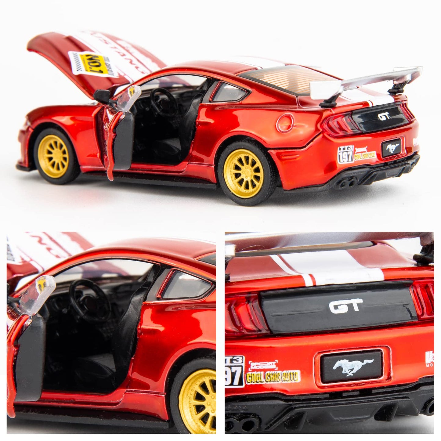 TGRCM-CZ 1/42 Ford Mustang Car Model, Take Apart Assembled Car, DIY Car Model kit Educational Building Toys, Children's Gifts, C