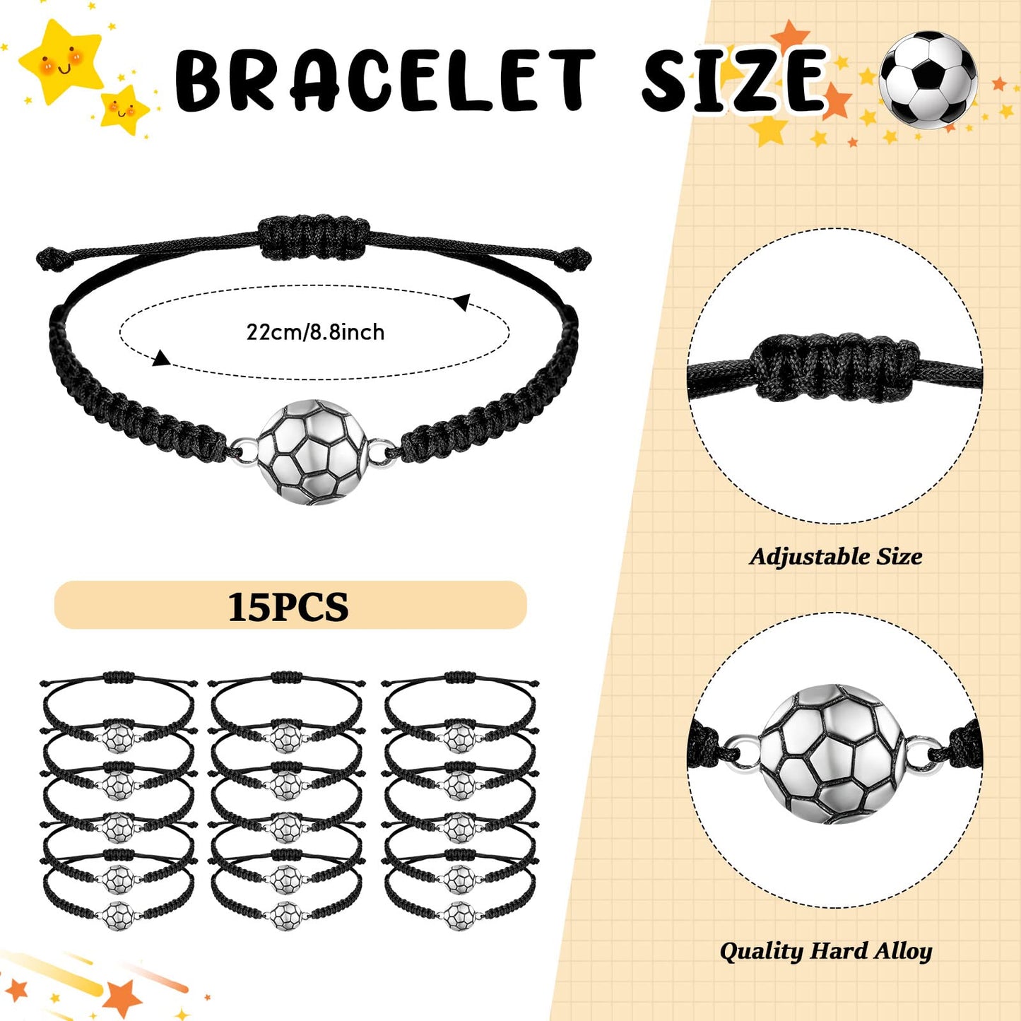 Sabary 30 Pcs Sport Theme Party Favors Set, 15 Pcs Soccer Pens 15 Pcs Soccer Theme Bracelets Ballpoint Pens Adjustable Bracelet