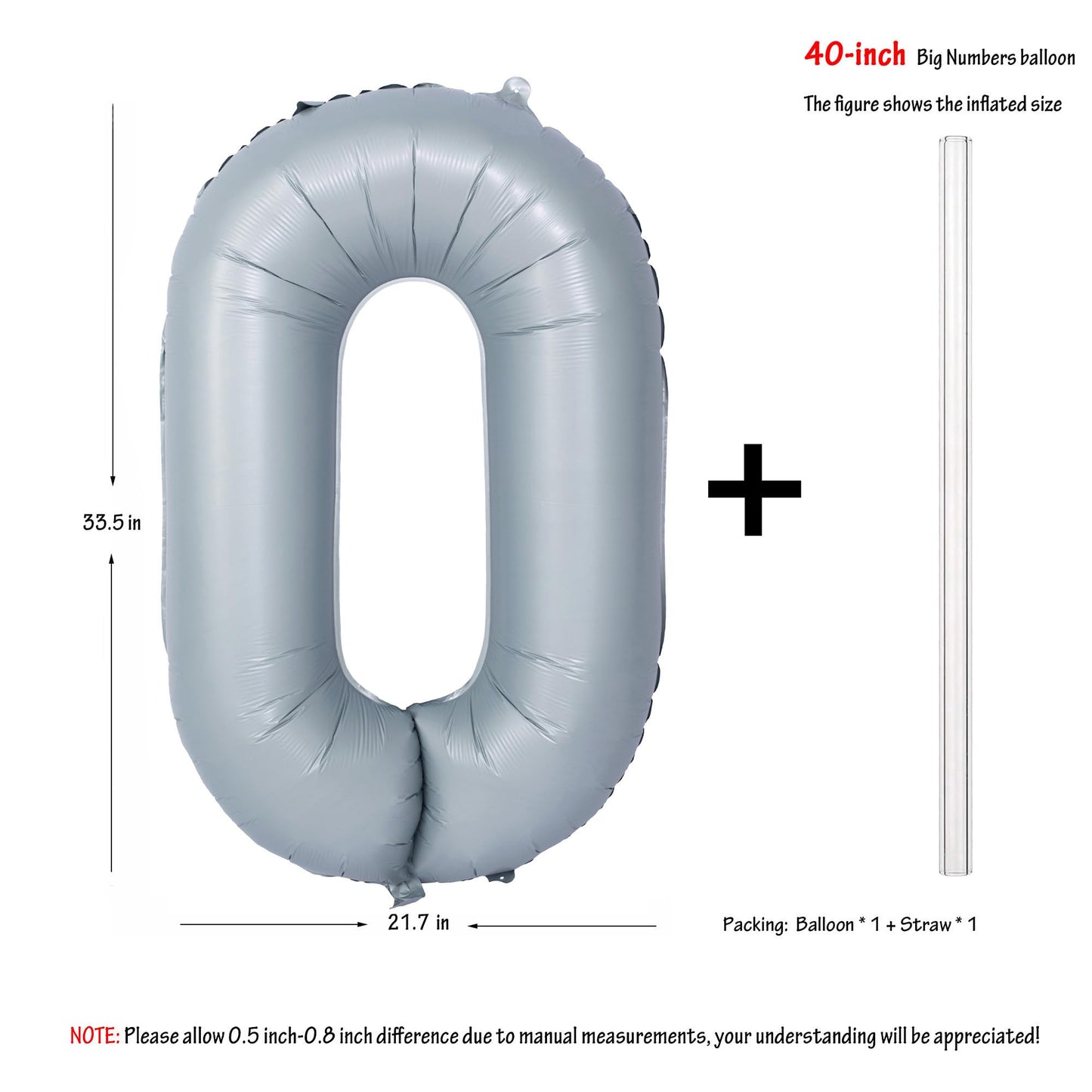 40 In Matte Gray Number Balloons Helium Foil Mylar Balloon Birthday Party Banquet Decoration 0