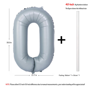 40 In Matte Gray Number Balloons Helium Foil Mylar Balloon Birthday Party Banquet Decoration 0