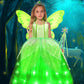 Soyoekbt Green Fancy Fairy Costume For Girls Led Fairy Dress For Girls Fancy Cosplay Halloween Party (7-8 Years)