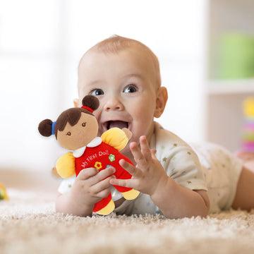 June Garden 9'' My First Doll Ava - Soft Plush Baby Doll - Red Outfit