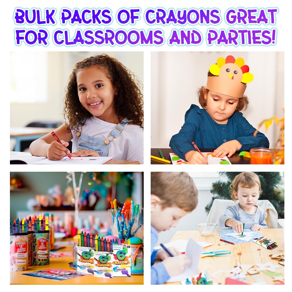 ArtCreativity Crayons Bulk Set - 50 Crayon Packs - 6 in Each Pack - 300 Total - Crayons for Kids in Red, Orange, Yellow, Green,