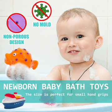 Mold Free Baby Bath Toys - Infant Baby Toys 6-12 12-18 Months - Water Table Toys Pool Toys Fish Bathtub Toys For Toddler 1-3 - V