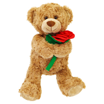 Lucky Radish 11.8 Inches Cute Soft Teddy Bear Plush Toy With Rose And Love Heart For Loved Ones, Mom, And Kids