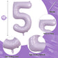 50Th Birthday Balloons Pastel Purple For Women, 40 Inch Giant Light Purple Mylar Foil Number 50 Helium Balloons Self Inflating,
