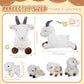 Hollowfly 5 Pcs Goat Plush Toys Gift Set 15.7 Large Mommy Goat Stuffed Animal White with 4 Cute Babies in Zippered Belly Nurturi