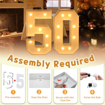 Imprsv 3Ft Block Marquee Numbers, Marquee Light Up Numbers 50Th Birthday Decorations For Women, Large Light Up Numbers 50Th Birt