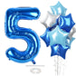 5Th Birthday Balloon For Boys, Big Self Inflating Dark Light Blue Silver Star Number 5 Balloons Decor, 40 Inch Royal Pastel Baby