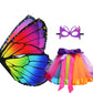 D.Q.Z Kids Fairy Butterfly-Wings Costume For Girls Halloween Butterfly Costumes & Rainbow Tutu Dress Up Party Supplies (Multicolor)