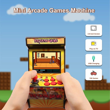 Easegmer Mini Arcade Game Machines For Kids With 156 Classic Portable Handheld Video Games 16 Bit 2.8 Inches Screen Travel Gaming Electronic Toys Novelty Gift For Boys And Adults - Yellow