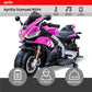 TCARAIWEN Aprilia Licensed 24V Kids Electric Motorcycle, Max Speed 10mph Ride-On Motorcycle with Training Wheels, Key Switch and