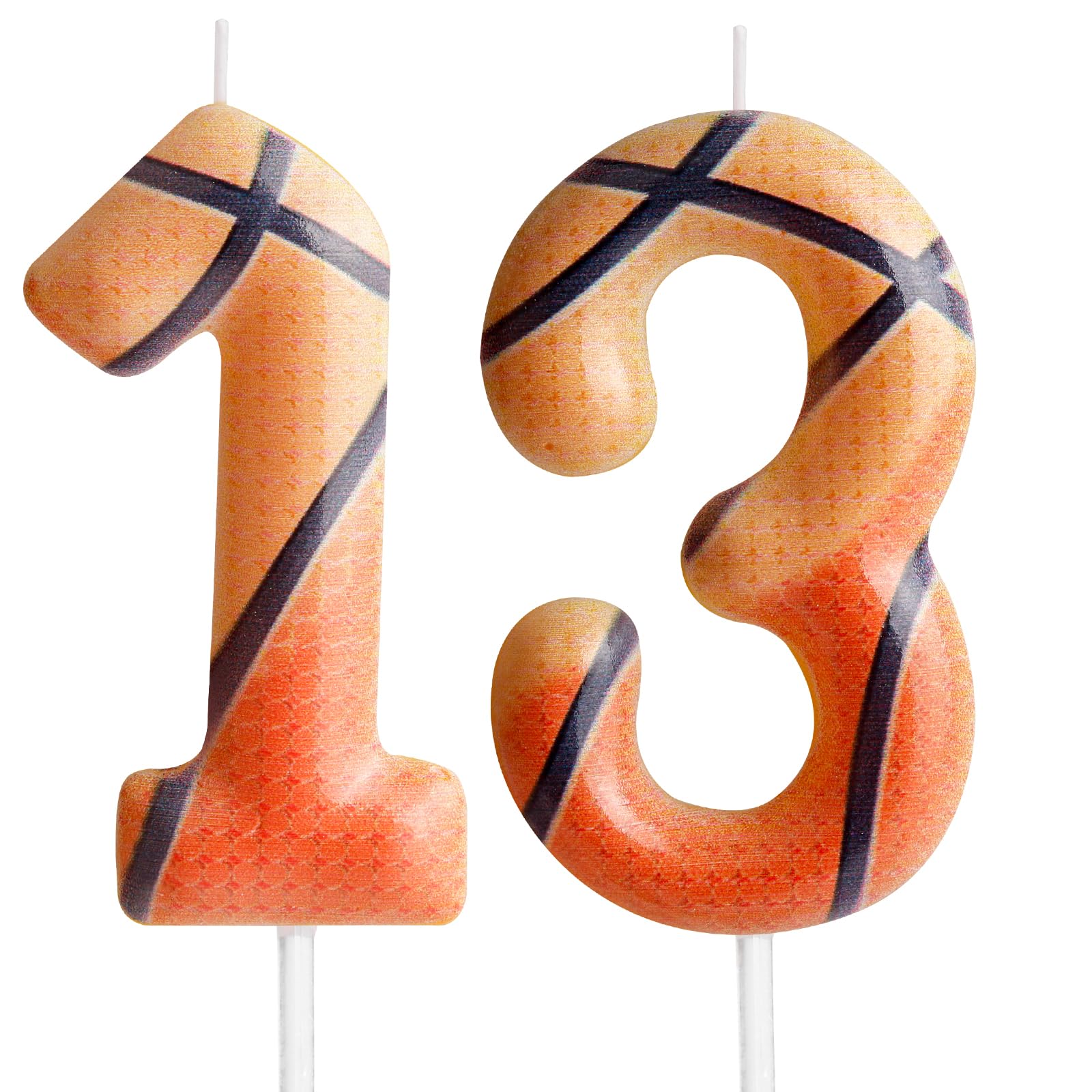Zi Lan Basketball 13th Birthday Candle Brown Basketball Themed Cake Candles Happy Birthday Party Cake Topper for Boy Girl Kid Sp