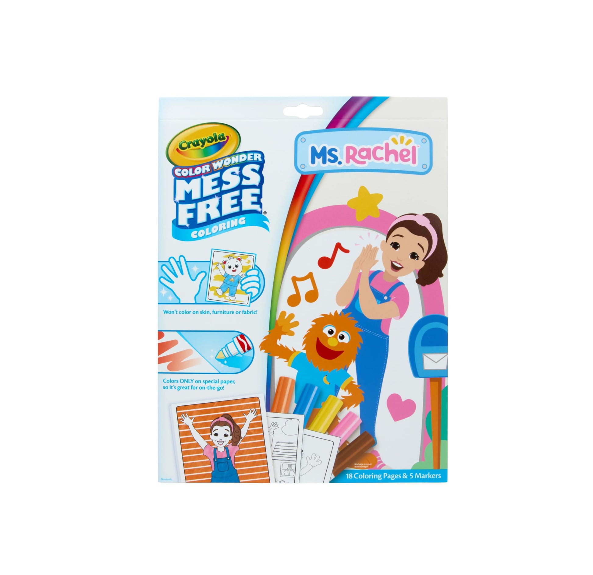 Crayola Ms. Rachel Color Wonder Coloring Set, 18 Mess Free Coloring Pages for Toddlers, Educational Travel Activity, Toys & Gift