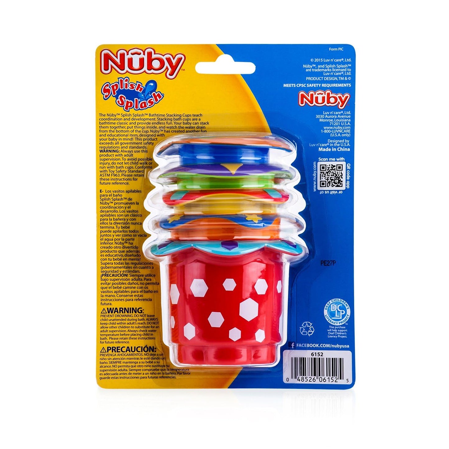 Nuby 5-Piece Splish Splash Stacking Cups Baby Bath Toy