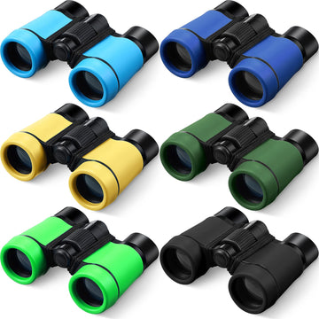 6 Pack Kids Binoculars Shock Proof Toy Binoculars Set For Age 6 Years Boys Girls Hunting Folding Small Telescope Birthday Gifts Bird Watching Educational Learning Camping Outdoor (Fresh Colors)