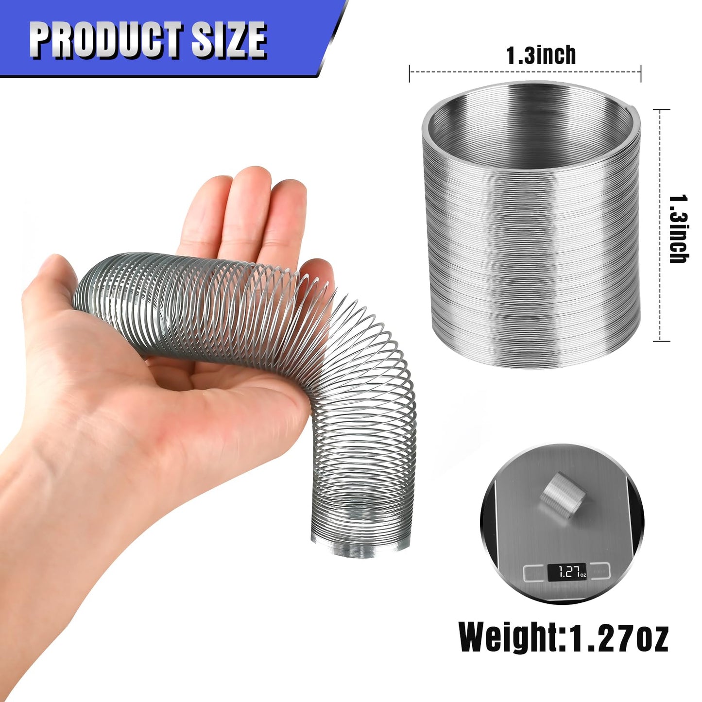 Metal Fidget Spring Toys, Quiet Cool Stress Relief Toys 6 PCS Set for Adults Office Desk Spring Walking Toy for Classroom Prize