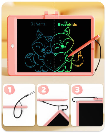 Bravokids 10 Inch LCD Writing Tablet for 3-8 Year Olds - Electronic Drawing Pad and Doodle Board as Educational Birthday Gifts f