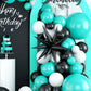 Wpensky Teal Balloon Arch Kit - PVC Teal Black Garland with Silver Foil Stars for Birthday, Wedding, Baby Shower, Graduation Party