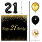 Happy 21St Birthday Balloons Black Set Decor - Cheers To 21 Years Old Party Theme Garland Banner Backdrop Decorations For Women
