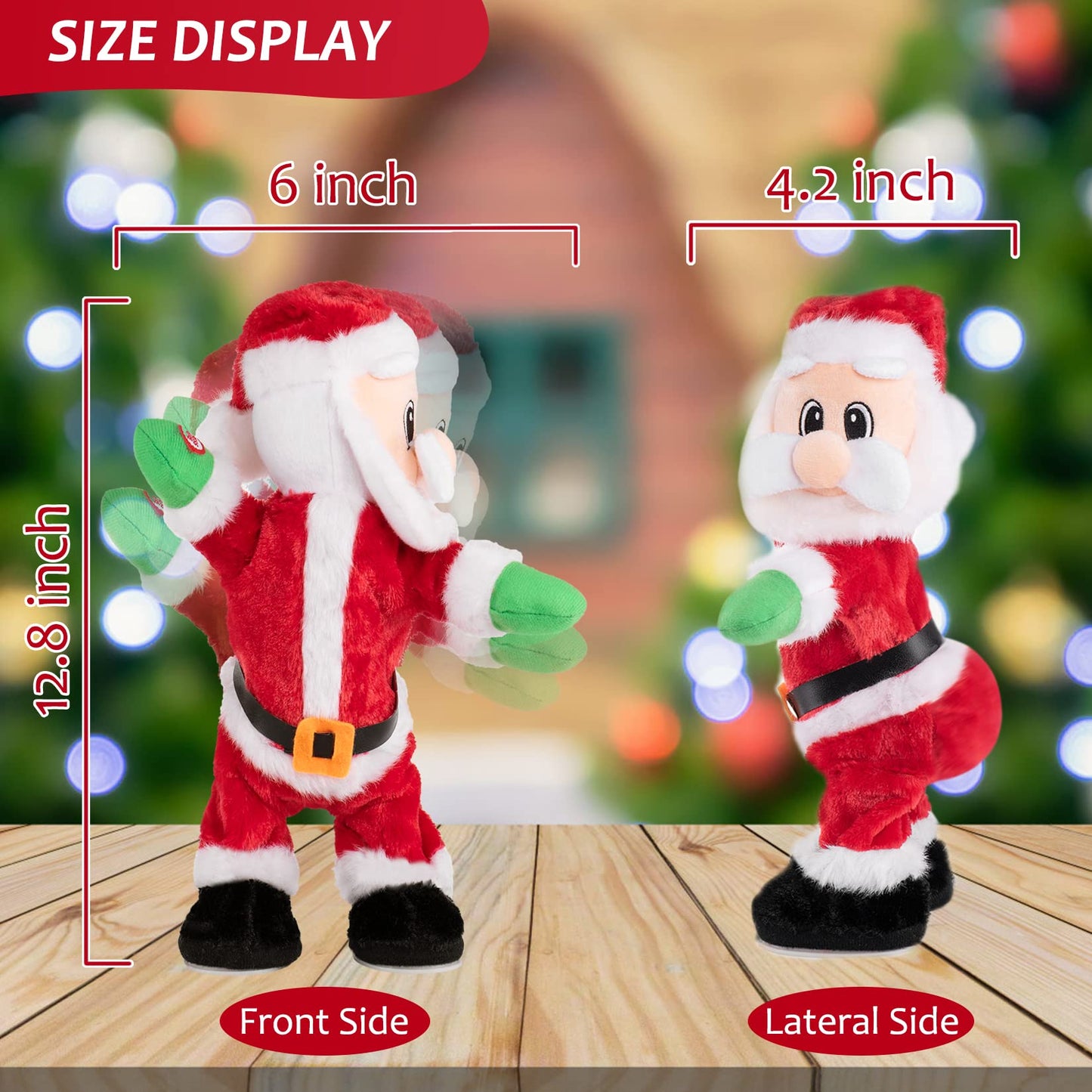 Gfilay Twerking Santa Claus - Dancing Electric Christmas Stuffed Plush Doll Singing English Song Xmas Santa Toys For Kids