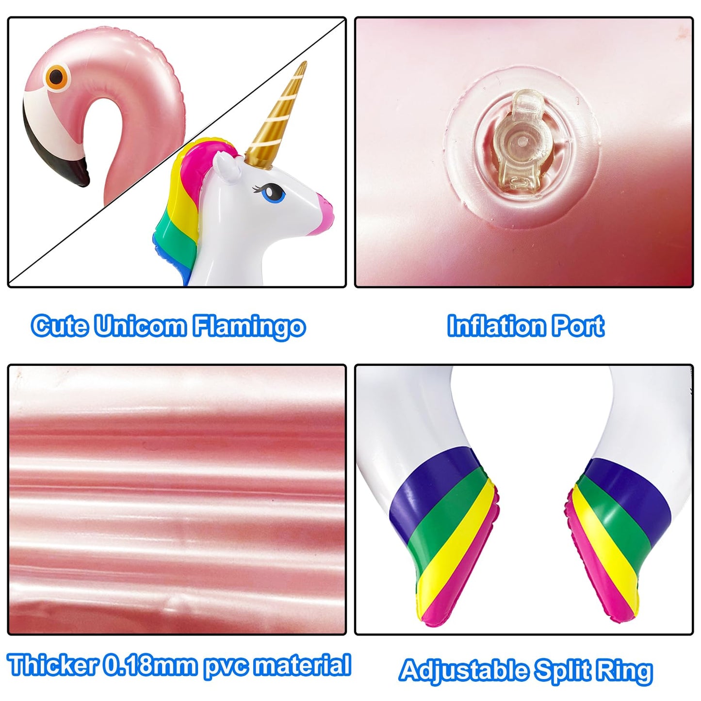 iGeeKid 2 Pack Pool Float for Kids Unicorn Flamingo Swim Floats for Toddlers Age 3-8 Years Pool Toys for Kids Inflatable Floaties Unicorn Swimming Ring Ride On for Girl Boy Summer Beach Supplies