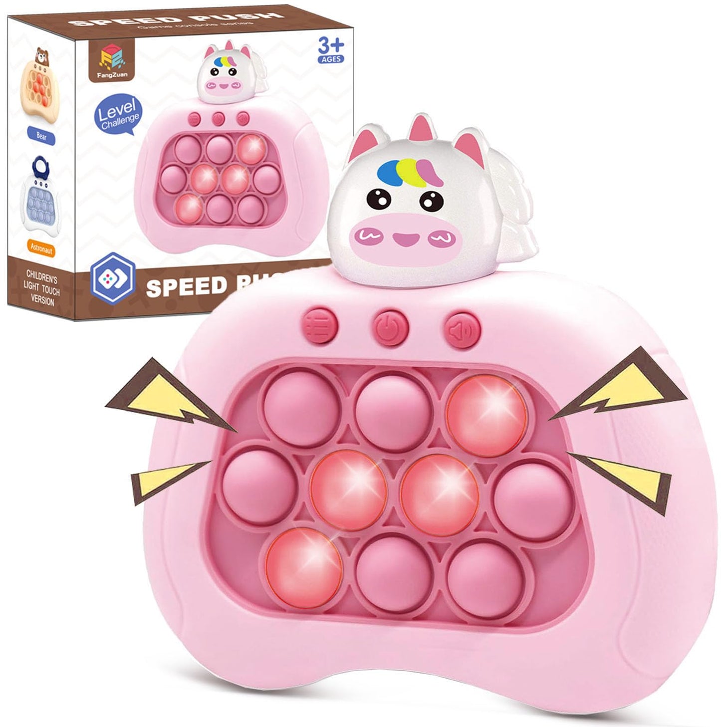Lesipee Fidget Toys Fast Push Bubble Game Console, Handheld Puzzle for Kids, Ages 3-12, Colorful Silicone, Pink