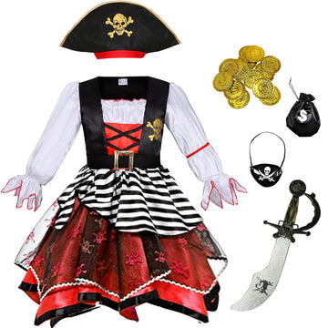 Costumerry Girls Pirate Costume for Halloween Kids Dress Up (9-11Years)