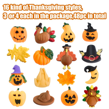 Holydeck 60 Pcs Thanksgiving Day Mochi Squishy Toys,Mini Cute Squeeze Toy Stress Reliever Anxiety Packs For Kids Thanksgiving Day Party Favor,Fall Decor,Fall Decrations (Thanksgiving)